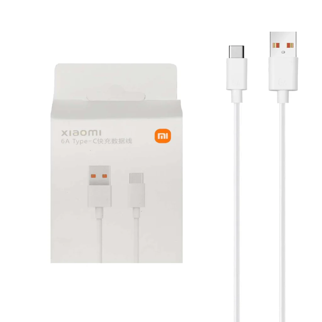 کابل شارژ فست Xiaomi Type-C 6A - سفید - اصل