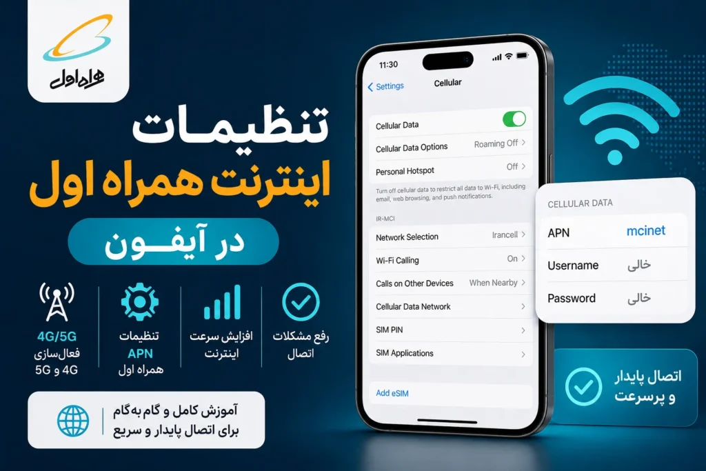 تنظیمات اینترنت همراه اول در آیفون؛ آموزش فعال‌سازی 4G و 5G و رفع مشکل اینترنت